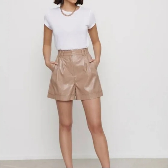 Dynamite Shorts | Dynamite Faux Leather Crocodile Shorts In Beige, Size S - Picture 1 of 3
